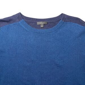 J. Crew Color Block Tunic Sweater Wool Blend Blue High Low Hem Colorblock Medium